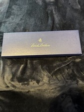 Brooks Brothers Suspenders Adjustable Navy and Olive Striped Leather Trim