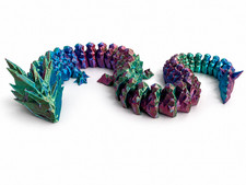 16  Large Flexi Crystal Dragon Articulated 3D Print Rainbow Silk Fidget Toy Gift