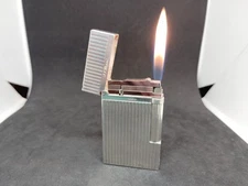 Vintage Dupont gas lighter Silver Montparnasse Stripe Line 2 Working Condition