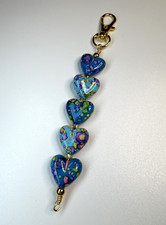 Multicolor Beaded Heart Key Chain Keyring, Go...