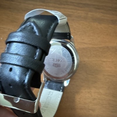K SEIKO Presage ブラック 腕時計 Seiko Presage Quartz Men's Black Leather Analog Wristwatch, Date