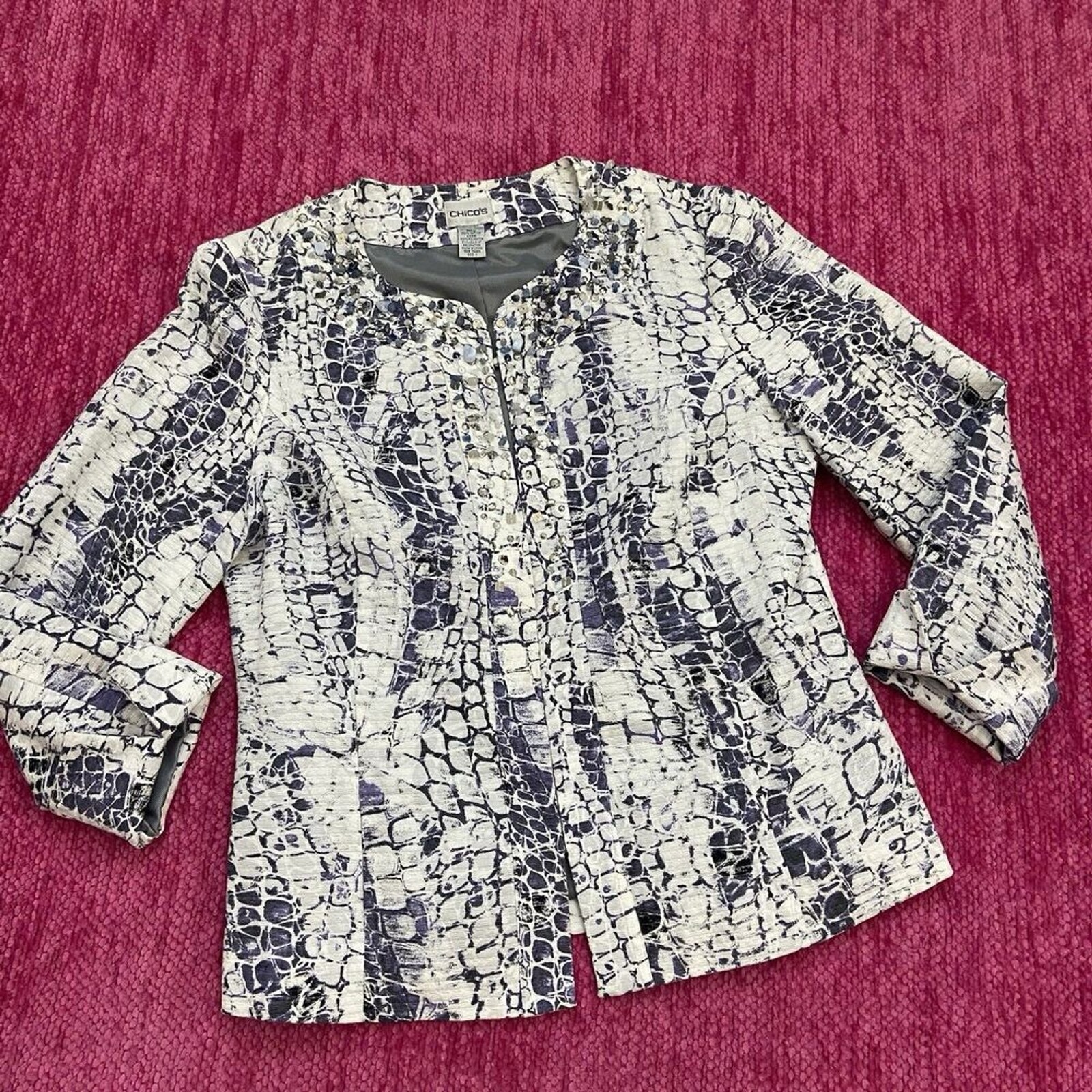 Chico’s Amina Jacket Pretty Python Embellished Ja… - image 1