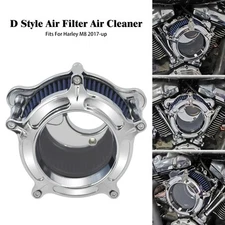 Clear Chrome Air Filter Blue Intake For Harley 17-2025 Touring Road Street Glide