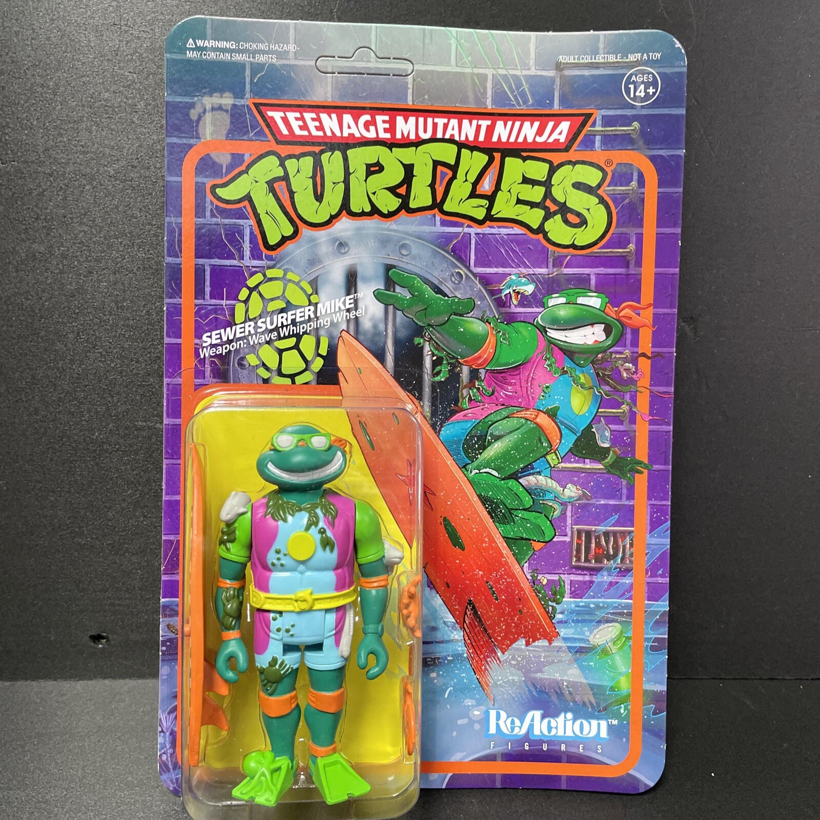 TMNT Sewer Surfer Mike Teenage Mutant Ninja Turtles Super7 Reaction  Figure New