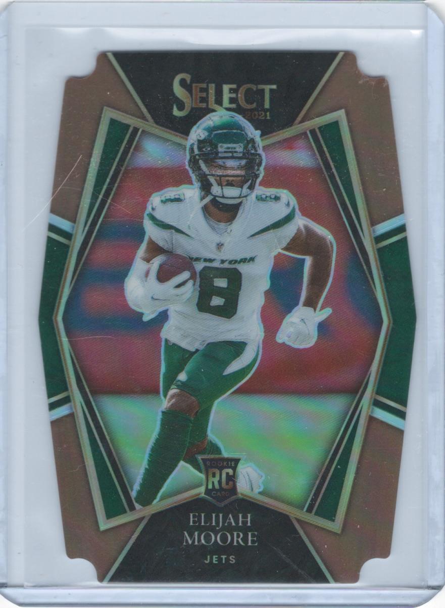Elijah Moore 2021 Panini Select #156 Copper Prizm Die Cut SN New York Jets #/199