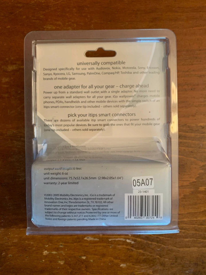 Adaptador de corriente de pared iGO 23-1401 05A07 40293 00724 Foto 2 de 2