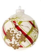 NEW RAZ Imports 4" Christmas Plaid Pinecone Glass Ornament Tree/Wreath