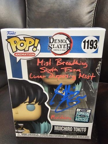 Muichiro Tokito Demon Slayer Funko Pop 1193 Autographed by Griffin Burns Funkon