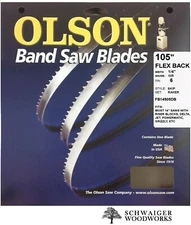 Olson Flex Back Band Saw Blade 105" inch x 1/4", 6 TPI, Delta, JET, Grizzly