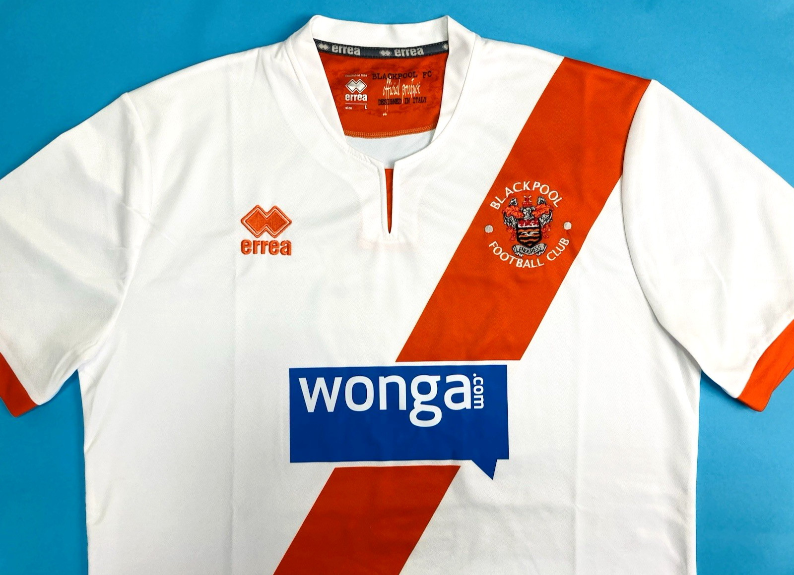 Errea BLACKPOOL FC 2013/15 L Away Football Shirt Soccer Jersey Top Kit Seasiders