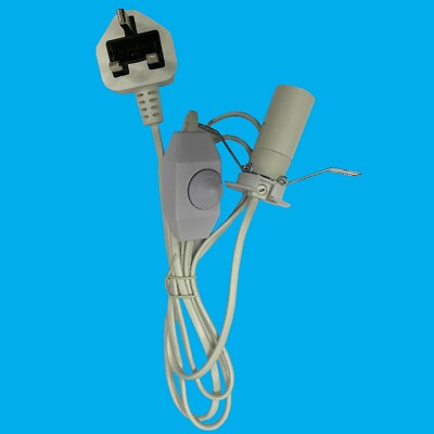 10x E14 weiß UK Stecker Glühbirnen Halter Inline Dimmer Schalter Schreibtisch Tisch Lampe