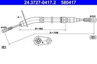 ATE Bremsseil Hinten Rechts Mercedes 24.3727-0417.2
