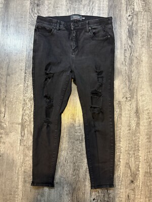 TORRID Jeans Women’s Size 14R Black Sky High Skinny Distressed Denim