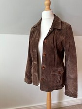 Eddie Bauer Woman’s Suede Genuine Leather Jacket Size L Button Front Pocket