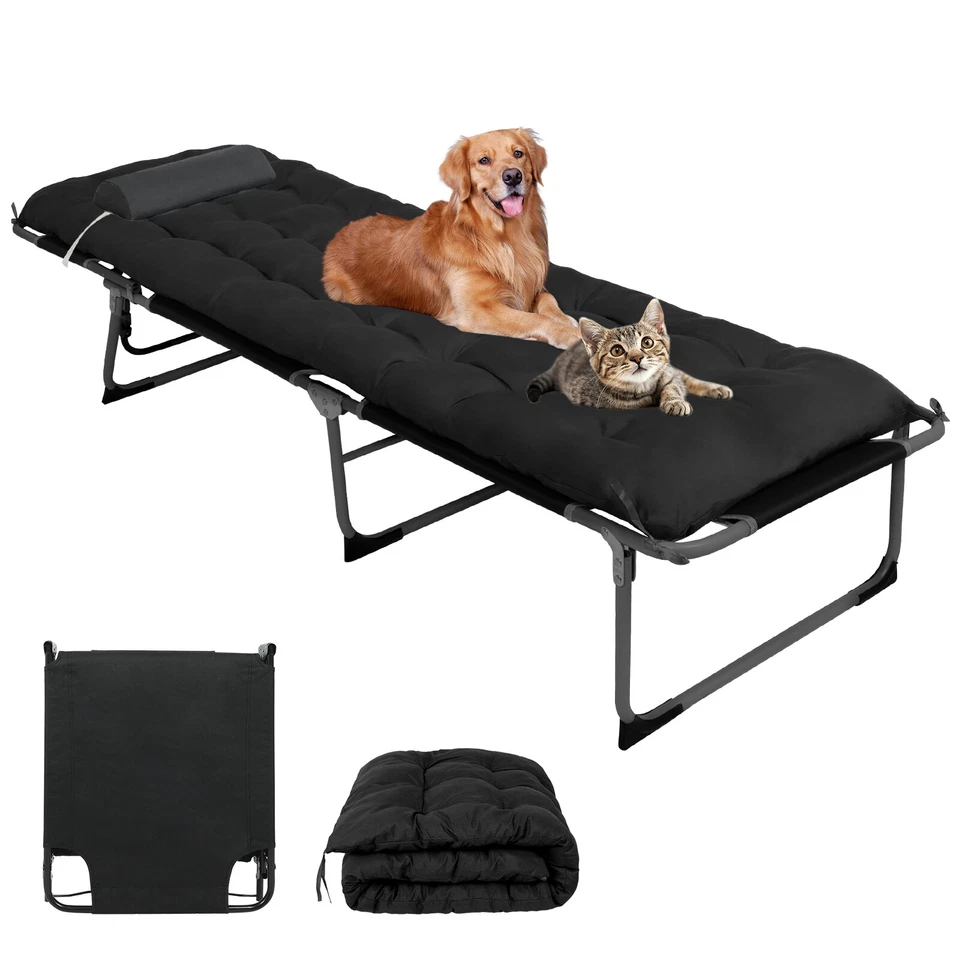 176cm Sonnenliege klappbar Gartenliege Strandliege mit Kissen Schwarz - Bild 4 von 4