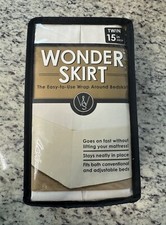 Wonder Skirt Twin Bedskirt Ivory Wrap Around Split Corners 15" Drop