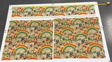 Vtg Charlie Brown Snoopy Rainbow Race Day 2-Curtains 34"X36" 1-Valance 68 x11