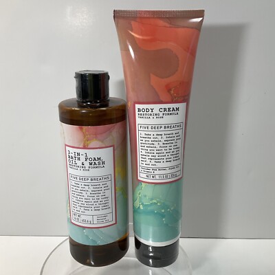 Five Deep Breaths Vanilla Rose Body Cream 3in1 Bath Foam Oil Wash Restoring Form