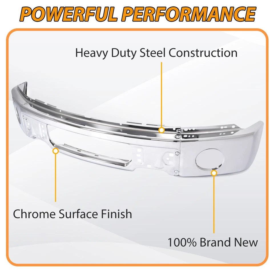 Chrome Stamped Steel Front Bumper Face Bar w/o Light Holes For Ford F150 09-14 - Imagem 2 de 4