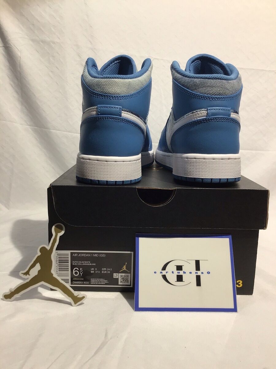 Nike Air Jordan 1 Mid (GS) Dutch Blue/White Size 6.5Y DM8951 Nike Air Jordan 1 Mid (GS) Dutch Blue/White Size 6.5Y DM8951