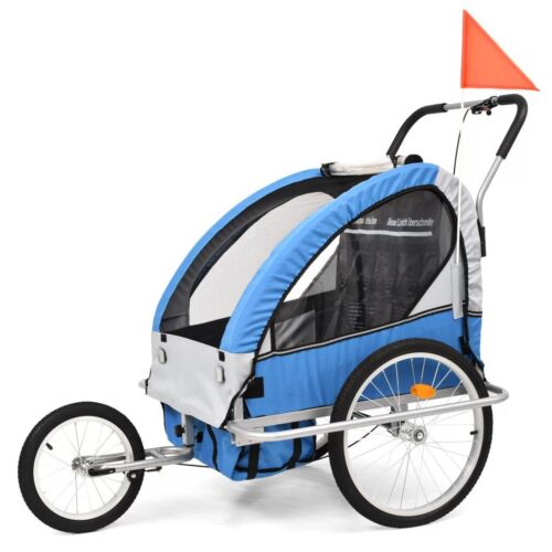 2-in-1 ´Trailer & Stroller Blue and Grey M1W4