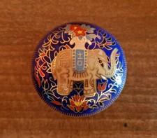 Enamelled Round Metal Pill/Trinket Pot - Elephant Design