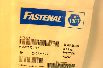 QTY 50-Fastenal 1173720 Hex Drive 18-8 Stainless Button Socket Cap Screw  #08-32