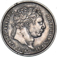 1817 Shilling - George III British Silver Coin - Nice