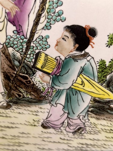 Antikes Paar chinesische Famille Rose Porzellan Plakate 19. Jahrhundert - Bild 4 von 19