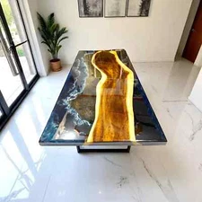 Ocean Dining Table Top, Wooden Epoxy Table, Kitchen Table , Home Decor Furniture
