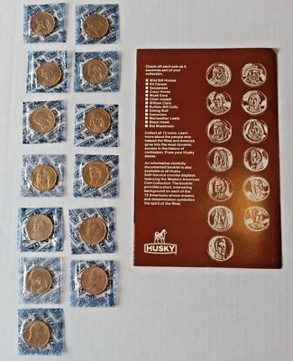 Franklin Mint Husky Oil Rugged Americans Complete 13 Pc Coin Set - NOS Sealed