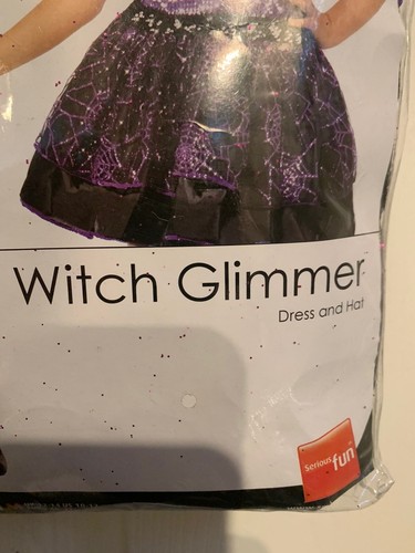 NWOT Fever Sexy Witch Glimmer Costume Glitter Sequins Adult Sz S 6-8 US Purple - Picture 3 of 6