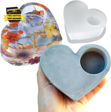 Valentine Resin Molds, Heart Shape Candle Holder Silicone Mold, 3D Love Heart Va
