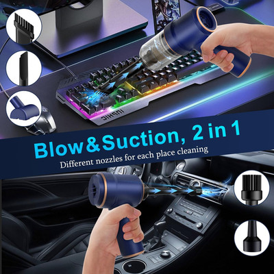 Handheld Car Vacuum Cleaner 9000Pa 120W Air Duster W/ LED Light & Nozzles