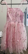 Pink Floral Embroidered Tulle Tutu Party Dress Girls Sleeveless Knee Length