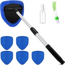8 Pcs Car Windshield Cleaner Tool Kit with Extendable Handle, Microfiber Towel P