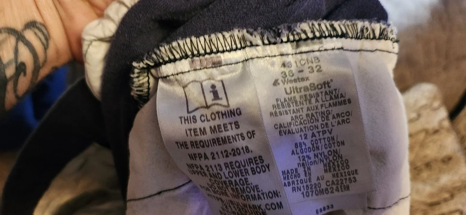 Calça Workrite Westex Indura ultra macia FR resistente a chamas 36x29 HRC2 azul nova com etiquetas - Imagem 3 de 4