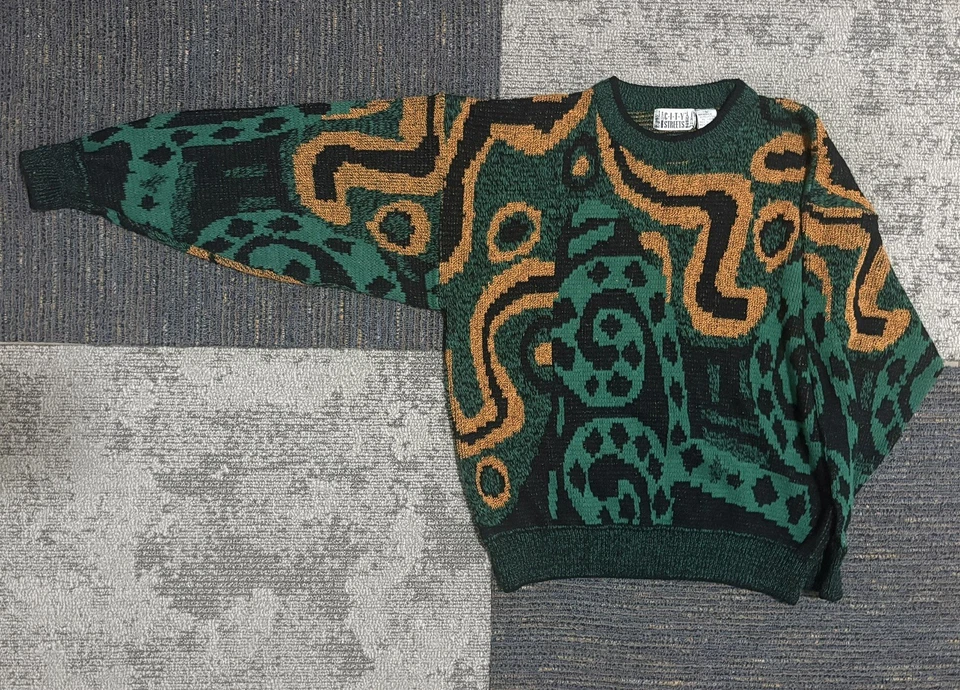 Suéter de cuello redondo tejido City Streets vintage de los años 90 / cuello redondo de los 90 / Preppy Foto 3 de 4