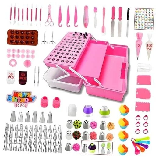 Cake Decorating Kit, 387 Pcs Baking Supplies Tools with 56 Icing Tips, 8 Pink
Opens in a new window