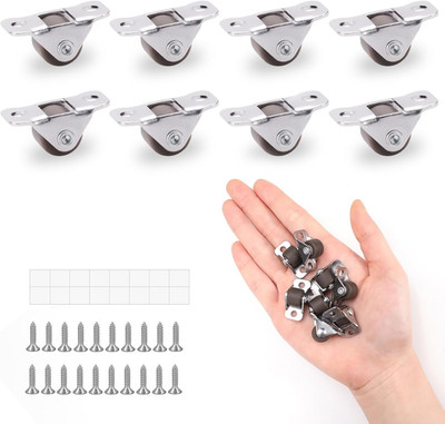8Pcs 1/2 Inch Mini Caster Wheels, Single Direction Low Profile Tiny Wheels, Self