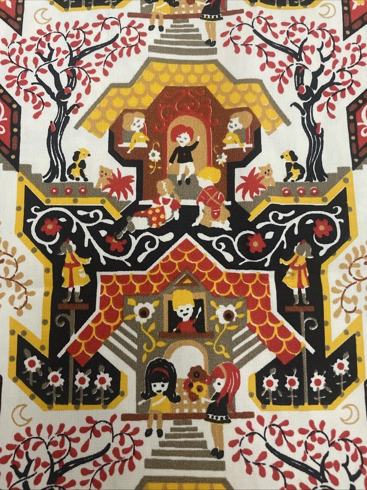 Vintage Dutch Novelty Boys & Girls Tree Of Life Fabric 44” X 48” - Image 2 of 4