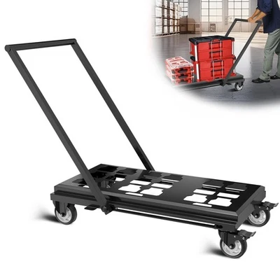 DNSHORIX Heavy Duty Toolbox Dolly with Handle,forMilWaukee Packout Toolbox,Double Storage