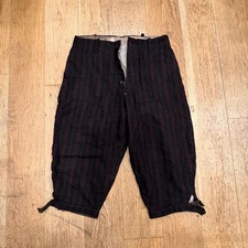 Antique Wool Striped Knickers Breeches - Button Fly, Early 1900s - 28" Waist S