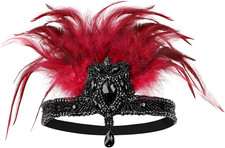 Roaring Art Deco 1920s Flapper Feather Headpiece Roaring 20s Great Gatsby Headba