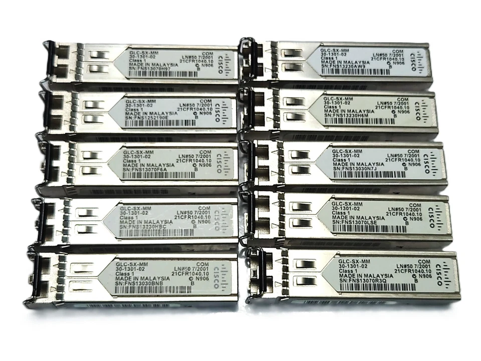 10 x Cisco Original SFP Transceiver Module 30-1301-02 GLC-SX-MM 1000BASE-SX 1GB