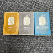 From Portugal 3 NEW Confianca Vegetable Soaps, Famous Donkey Milk, Clay,  Algae