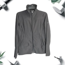 Nike Ft Dry Gray Zip Active Wear Athletic Stretchy Jacket w Pockets Women Small