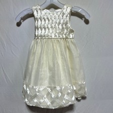 American Princess Ivory Satin and Tulle Pearl Embellished Flower Girl Dress 3T