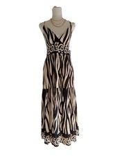 NWT AQUA Black Beige Maxi Dress V-Neck Spaghetti Strap Sleeveless XS