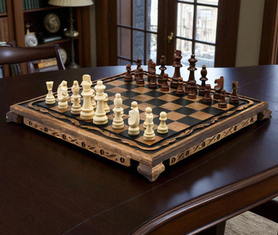 Wooden Chess Set   14.2'' Staunton Pieces Handmade Vintage Board & Gift for Dad